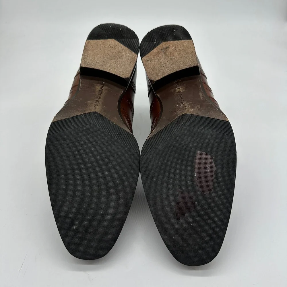 Wolf Shepherd‎ Mens Oxford Dress Shoes 8 Brown Wing Tip Lace Up Italian Leather